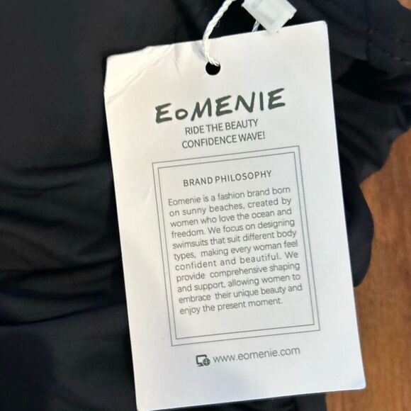 NWT Eomenie Black one piece, ruched swimsuit size 2xl with gold hardware - Picture 4 of 8